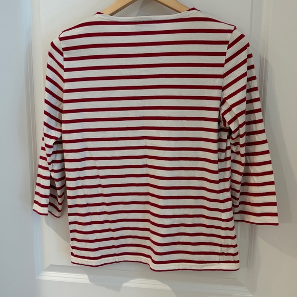 W’s size S Saint James Classic Red and White Striped Long Sleeve Top - Picture 6 of 7